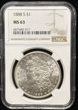 1888-S Morgan Silver Dollar, MS63 NGC. (25686)