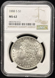 1888-S Morgan Silver Dollar, MS62 NGC. (25688)