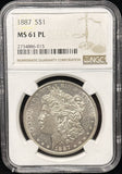 1887-P Morgan Silver Dollar, MS61PL NGC. (25690)
