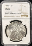 1886-S Morgan Silver Dollar, MS62 NGC. (25694)