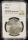 1889-S Morgan Silver Dollar, MS63 NGC. (25720)