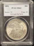 1892-P Morgan Silver Dollar, MS63 PCGS. (25736)