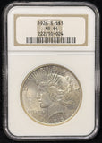 1926-S Peace Silver Dollar, MS64 NGC. (25746)