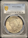 1926-S Peace Silver Dollar, MS63 PCGS GS. (25748)