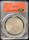 1924-P Peace Silver Dollar, MS66 CACG. (25754)