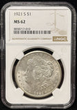 1921-S Morgan Silver Dollar, MS62 NGC. (25758)