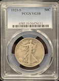 1921-S Walking Liberty Half Dollar, VG10 PCGS (25836)