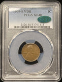 1909-S VDB Lincoln Wheat Cent, Key Date, XF40 PCGS+CAC (25862)