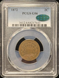 1872-P Two Cent Pc, Key Date, G06 PCGS+CAC (25864)