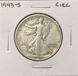 1943-S Walking Liberty Half Dollar, Nicely Circulated, (26280)