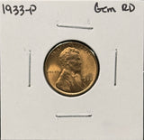 1933-P Lincoln Wheat Cent, Gem Uncirculated Red. (26302)