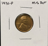 1931-P Lincoln Wheat Cent, Uncirculated Details. (26314)
