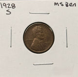 1928-S Lincoln Wheat Cent,  Uncirculated BN. (26332)