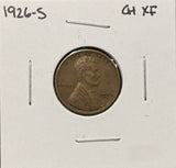1926-S Lincoln Wheat Cent, CH XF. (26346)
