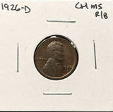 1926-D Lincoln Wheat Cent, Choice Uncirculated R/B. (26348)