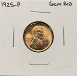 1925-P Lincoln Wheat Cent, Gem Uncirculated Red. (26354)