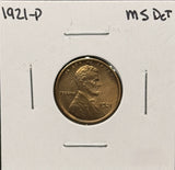 1921-P Lincoln Wheat Cent, Uncirculated Details, Cleaned. (26374)