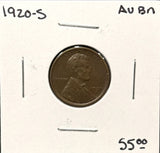 1920-S Lincoln Wheat Cent, AU Brown. (26376)
