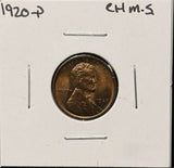 1920-P Lincoln Wheat Cent, Choice Uncirculated R/B. (26380)