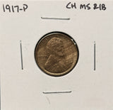1917-P Lincoln Wheat Cents, Choice Uncirculated R/B Woody. (26396)