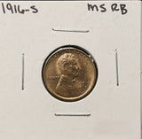 1916-S Lincoln Wheat Cents, Choice Uncirculated R/B . (26398)