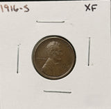 1916-S Lincoln Wheat Cents, Choice XF. (26400)