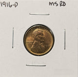 1916-D Lincoln Wheat Cents, Choice Uncirculated Red. (26404)