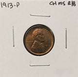1913-P Lincoln Wheat Cents, Choice Uncirculated R/B. (26420)