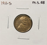 1911-S Lincoln Wheat Cents, Choice Uncirculated R/B. (26430)