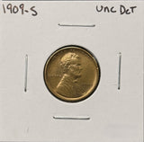 1909-S Lincoln Wheat Cents, Uncirculated Details, Cleaned. (26442)