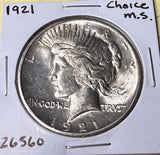 1921-P Peace Silver Dollar, Choice Uncirculated, (26560)