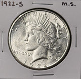 1922-S Peace Silver Dollar, Nice Uncirculated, (26566)
