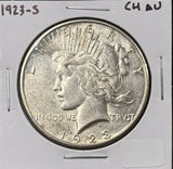 1923-S Peace Silver Dollar, Choice AU+, (26572)