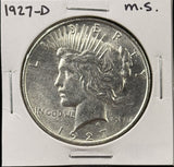1927-D Peace Silver Dollar, Choice Uncirculated, (26604)