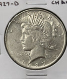 1927-D Peace Silver Dollar, Choice AU, (26608)