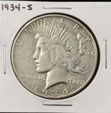 1934-S Peace Silver Dollar, Nicely Circulated, (26626)