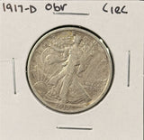 1917-D OBV. Walking Liberty Half Dollar, Nicely Circulated. (26670)