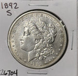 1892-S Morgan Silver Dollar, Lightly Circulated, (26704)
