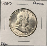 1951-D Franklin Half Dollar, Choice Uncirculated FBL,  (26808)