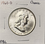 1963-D Franklin Half Dollar, Choice Uncirculated FBL,  (26856)