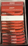 1999-S to 2010-S  Silver Proof sets, Complete Run, 12 sets in all. (26871) At Greysheet Bid. 3 Lots Available.