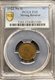 1922-P No D, Strong Reverse, Lincoln Wheat Cent, F15 PCGS (26909)