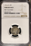 1916-D Mercury Head Dime, Key Date, Fair Details, NGC (26922)