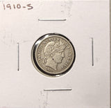 1910-S Barber Dime, Nicely Circulated (27012)