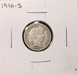 1910-S Barber Dime, Nicely Circulated (27030)
