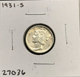 1931-S  Mercury Head Dime, Choice Uncirculated. (27036)