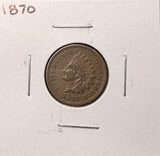 1870-P Indian Head Cent, Nicely Circulated VF, (27042)
