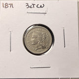 1871-P Nickel Three Cents, Nicely Circulated, (27058)