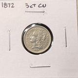 1872-P Nickel Three Cents, Nicely Circulated, (27060)