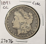 1891-CC Morgan Silver Dollar, Circulated, Rim Bruise, (27076)